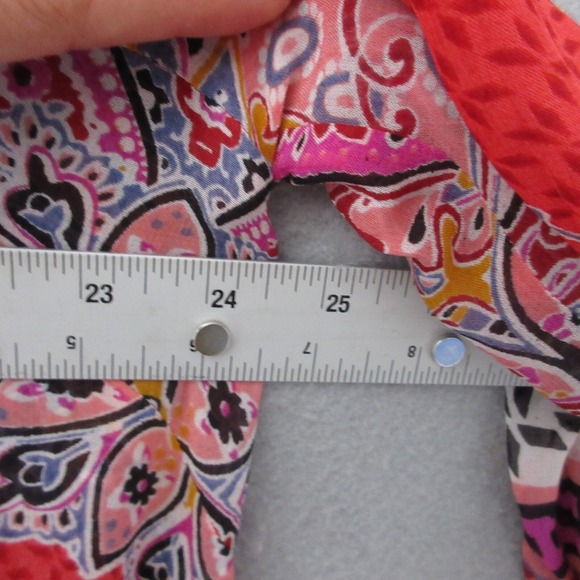 Bila Top Tunic Plus 1X Red Floral Ruffle Neck‎ Beaded Semi Sheer Sequin Boho - Picture 9 of 12